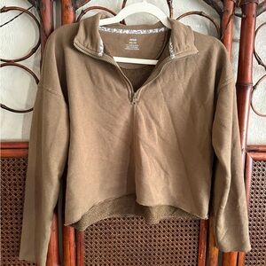 aerie Brown Quarter-Zip Pullover